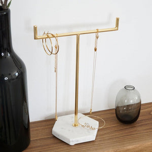 Solid Marble & Gold Jewelry Stand Tree Organizer - Decotree.co Online Shop