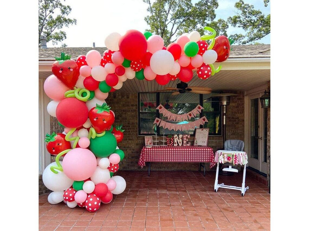 90 Pcs Strawberry Party Decoration Balloon Garland Set, Girl Birthday Party Supplies, Strawberry Red Aluminum Foil Balloon Latex Balloon - Decotree.co Online Shop