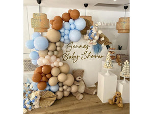 140Pieces Brown Coffee Blue Balloon Garland Arch Kit, Brown Coffee Blue Balloons Safari Wild One Teddy Bear Baby Shower Gender Reveal - Decotree.co Online Shop