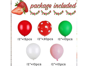 90 Pcs Strawberry Party Decoration Balloon Garland Set, Girl Birthday Party Supplies, Strawberry Red Aluminum Foil Balloon Latex Balloon - Decotree.co Online Shop