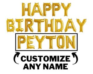 Happy Birthday Balloon Banner Custom Name Letter Balloons - Gold, Silver & Rose Gold Birthday Party Decorations - DIY Birthday Party - Decotree.co Online Shop