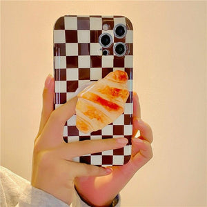 Checkerboard Croissant iPhone 14 iPhone 13 Case iPhone 12 Pro iPhone 11 Case iPhone 11 pro - Decotree.co Online Shop
