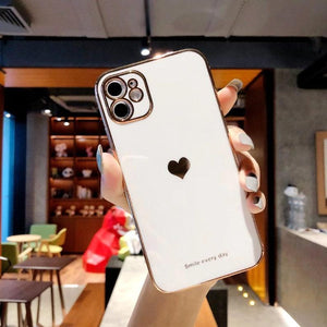 Heart Gold Accent Shockproof iPhone Case, iPhone 14 13 12 Pro Max Mini - Decotree.co Online Shop