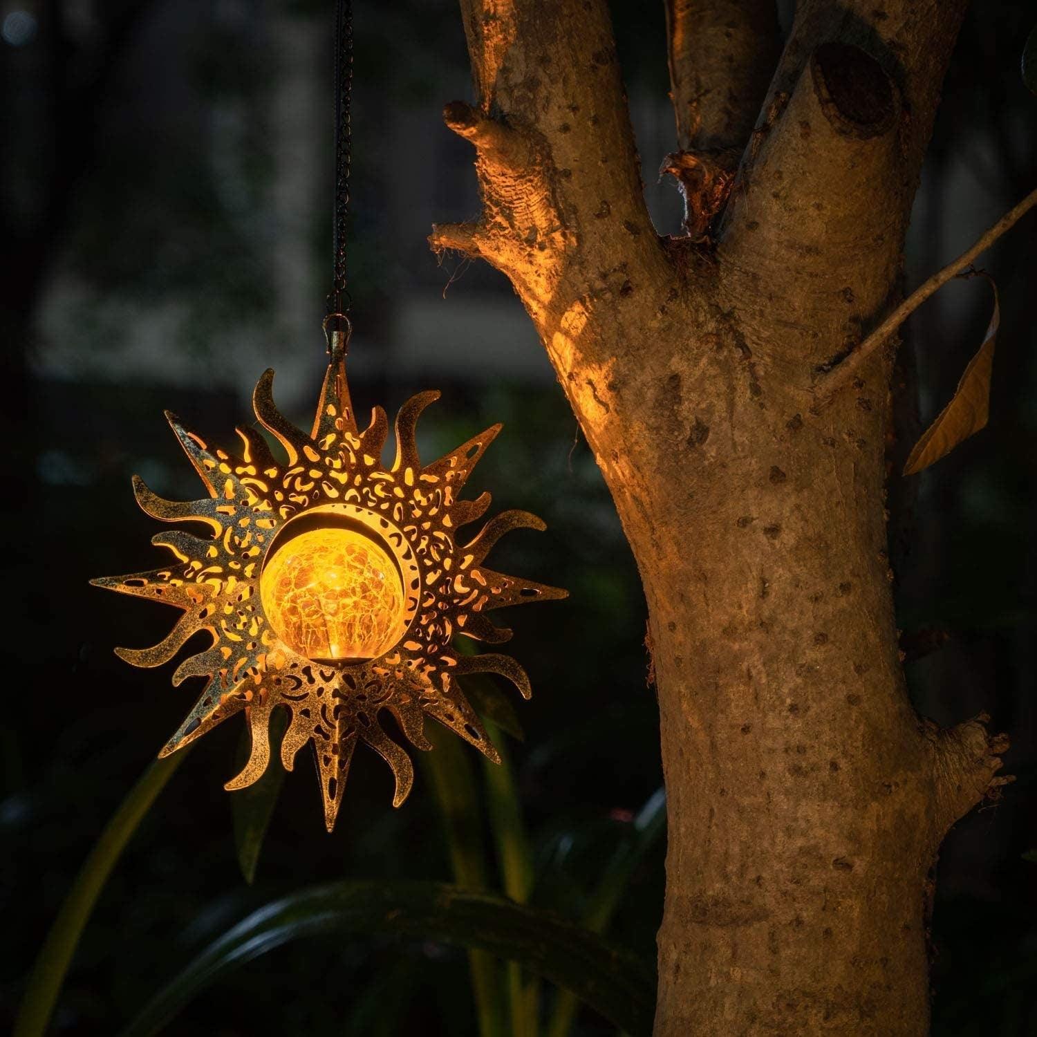Solar Garden Lights Outdoor Decor Hanging Lanterns Metal Sunflower | Sun Solar Lights - Decotree.co Online Shop