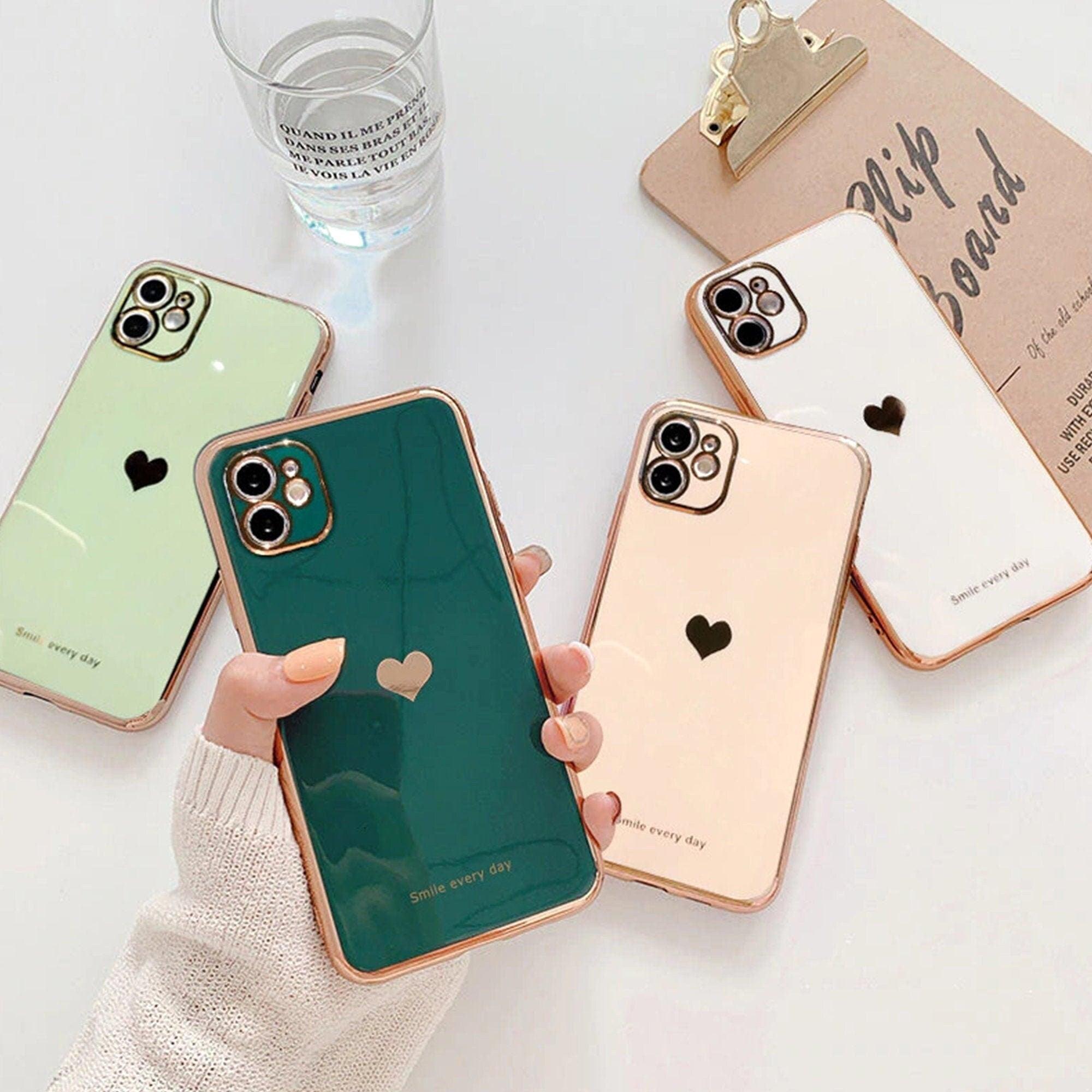 Heart Gold Accent Shockproof iPhone Case, iPhone 14 13 12 Pro Max Mini - Decotree.co Online Shop