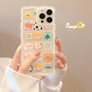 Cute Cartoon Rabbit Bear Pattern iPhone 14 13 12 Pro Max Phone Case - Decotree.co Online Shop