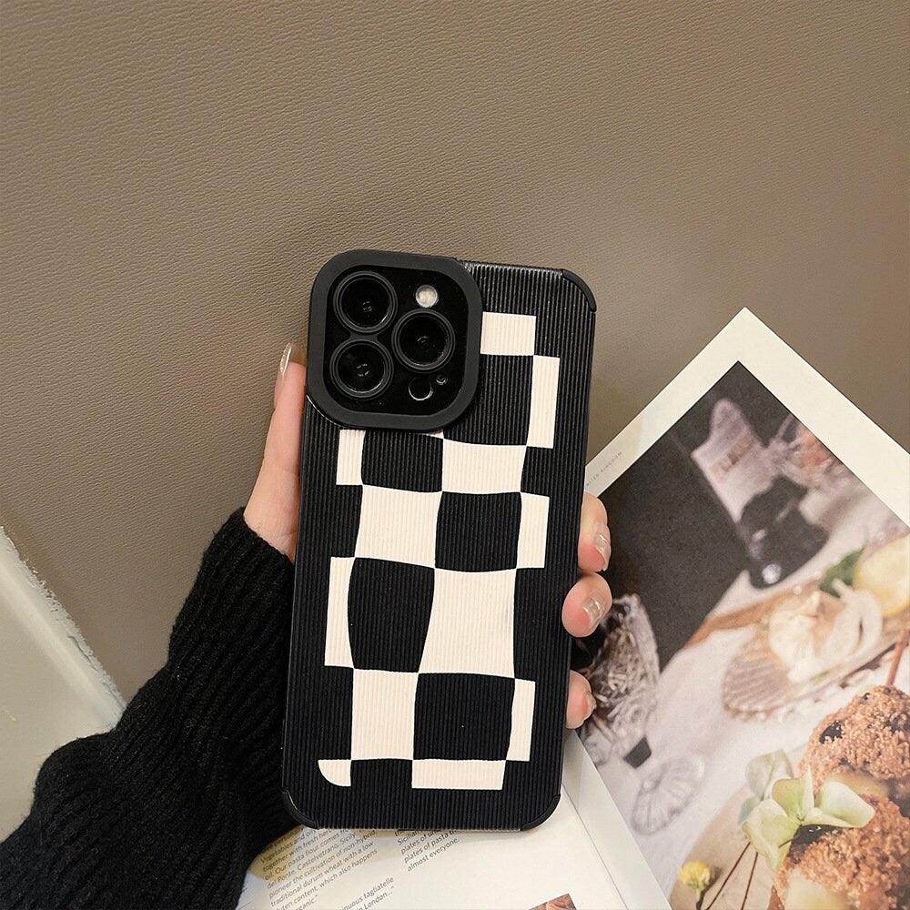 Black And White Plaid iPhone 14 13 12 Case iPhone 14 Pro 13 Pro 12 Pro iPhone 13 12 Pro Max Case iPhone 13 pro iPhone 13 Pro Max - Decotree.co Online Shop