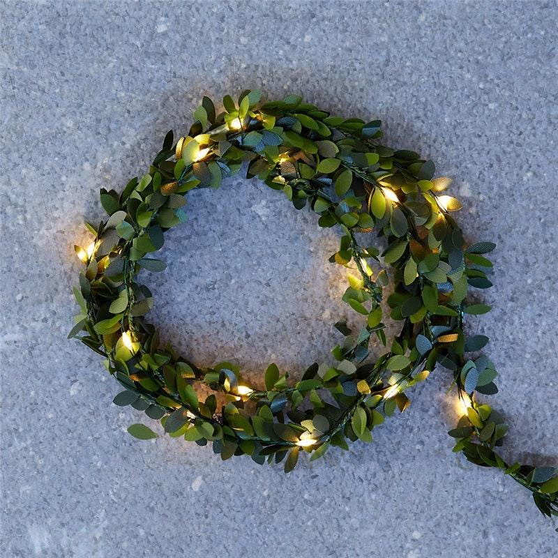 10ft Green Leaves Garland LED Fairy Lights, String Lights, 30 LEDs Lights Strands, Wedding Vine Lights - Decotree.co Online Shop