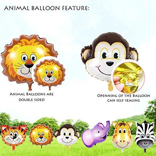 JUNGLE SAFARI ANIMALS BALLOONS, 6pcs 22 Inch Giant Zoo Animal Balloons Kit Birthday Party Decorations - Decotree.co Online Shop