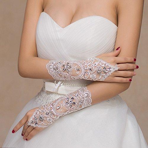 Lace Gloves Hand Drill Fingerless Gloves Prom Party Wedding - Decotree.co Online Shop
