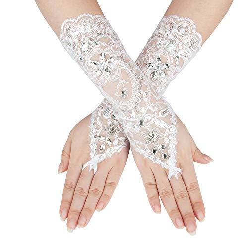Lace Gloves Hand Drill Fingerless Gloves Prom Party Wedding - Decotree.co Online Shop