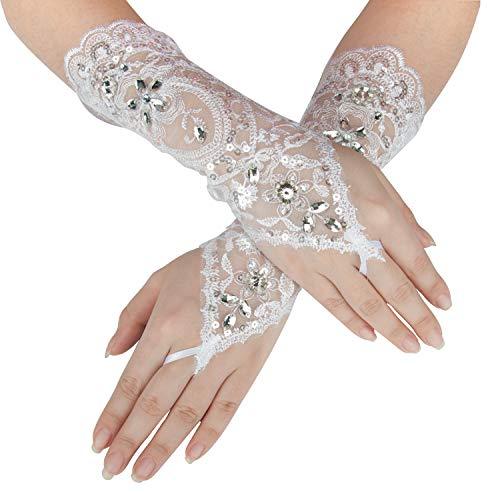 Lace Gloves Hand Drill Fingerless Gloves Prom Party Wedding - Decotree.co Online Shop