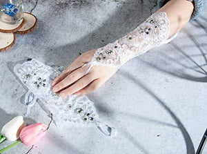 Lace Gloves Hand Drill Fingerless Gloves Prom Party Wedding - Decotree.co Online Shop