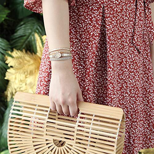 Leather Wrap Bracelet Boho Cuff Bracelets Crystal Bead Bracelet with Magnetic Clasp - Decotree.co Online Shop