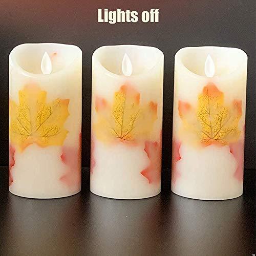LED Candle Lights, 3 PCS Flameless Candles Light Warm White Battery Operated Electric LED Moving Wick Flickering Maple Leaf Candle Lights - Decotree.co Online Shop