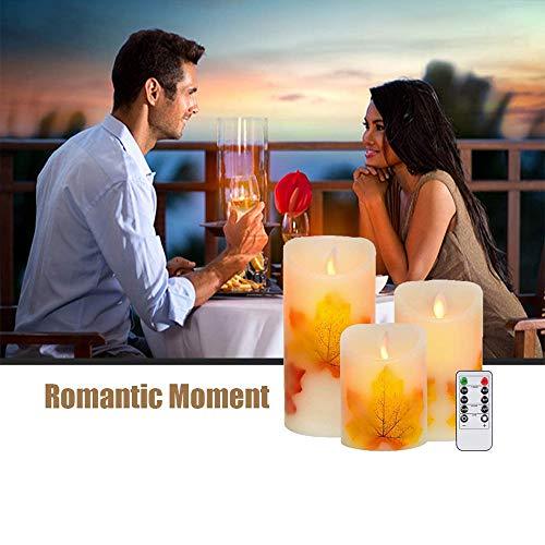 LED Candle Lights, 3 PCS Flameless Candles Light Warm White Battery Operated Electric LED Moving Wick Flickering Maple Leaf Candle Lights - Decotree.co Online Shop