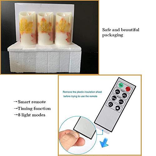 LED Candle Lights, 3 PCS Flameless Candles Light Warm White Battery Operated Electric LED Moving Wick Flickering Maple Leaf Candle Lights - Decotree.co Online Shop