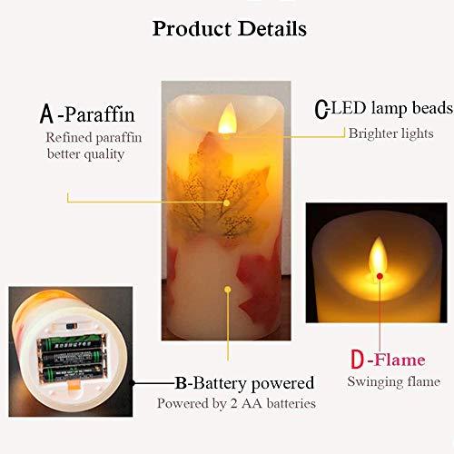 LED Candle Lights, 3 PCS Flameless Candles Light Warm White Battery Operated Electric LED Moving Wick Flickering Maple Leaf Candle Lights - Decotree.co Online Shop