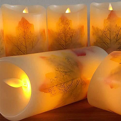 LED Candle Lights, 3 PCS Flameless Candles Light Warm White Battery Operated Electric LED Moving Wick Flickering Maple Leaf Candle Lights - Decotree.co Online Shop