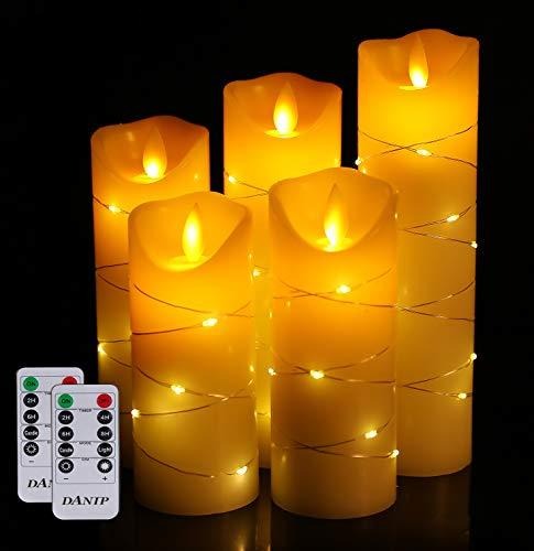 LED flameless Candle with Embedded Starlight String, 5-Piece LED Candl ...
