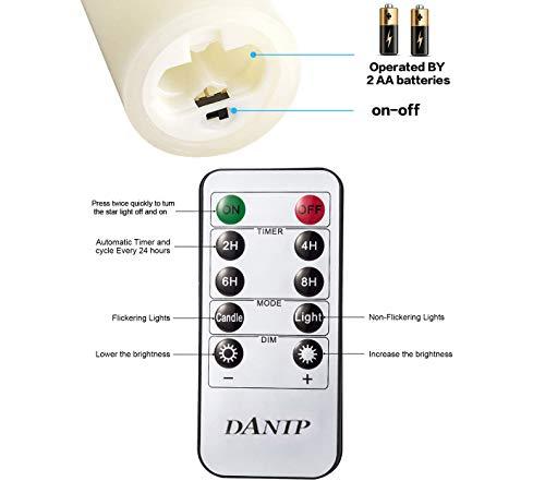 LED flameless Candle with Embedded Starlight String, 5-Piece LED Candle, with 10-Key Remote Control, 24-Hour Timer Function, Dancing Flame - Decotree.co Online Shop
