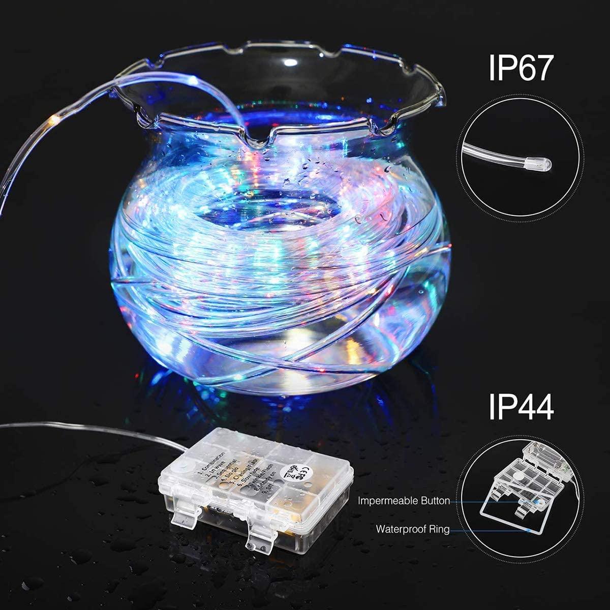 LED Rope Lights Battery Operated String Lights 40FT 120 LEDs 8 Modes Fairy Lights with Remote Timer Outdoor Decoration - Decotree.co Online Shop