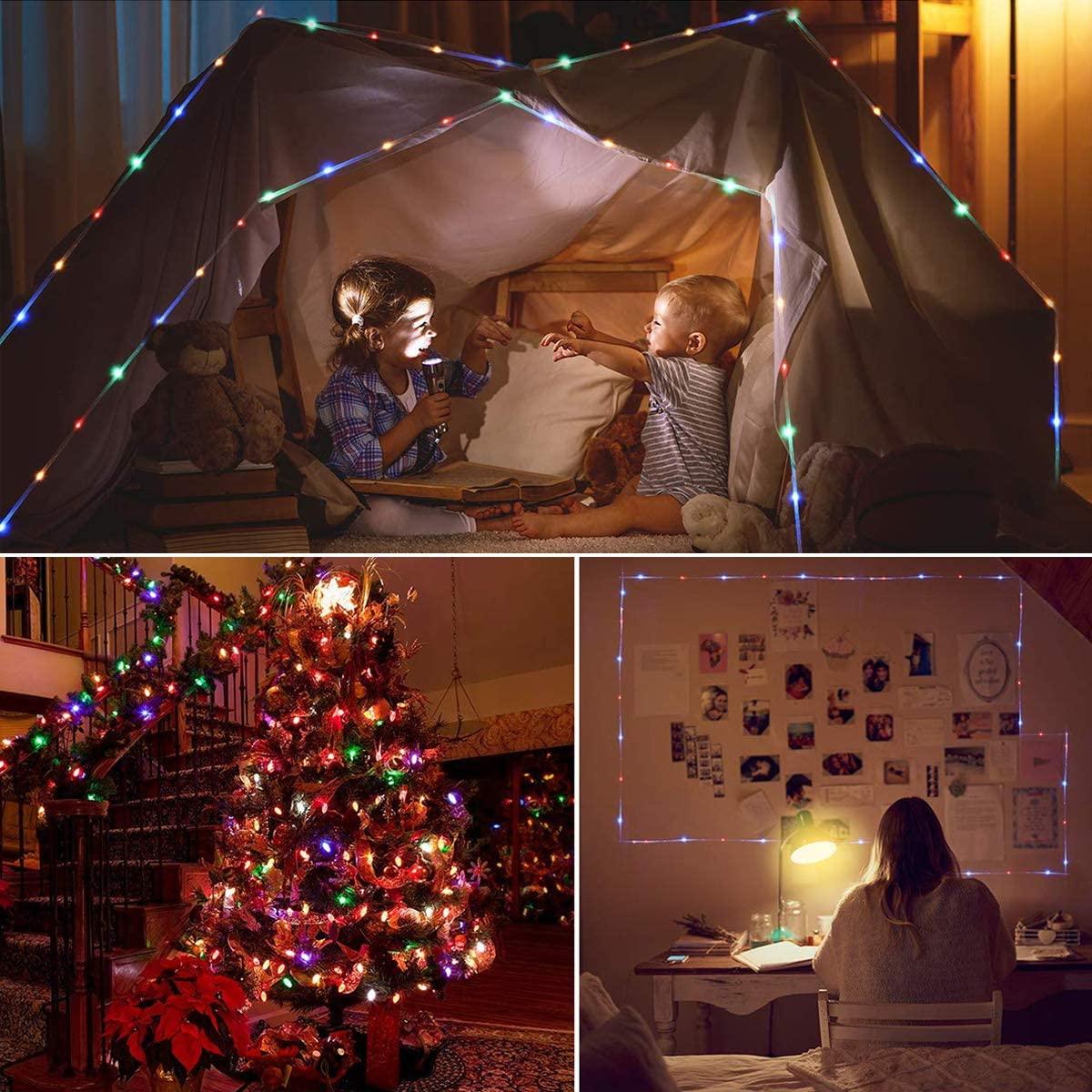 LED Rope Lights Battery Operated String Lights 40FT 120 LEDs 8 Modes Fairy Lights with Remote Timer Outdoor Decoration - Decotree.co Online Shop