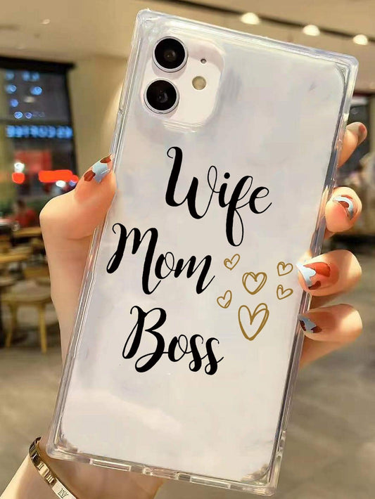 Letter Graphic Clear Phone Case - Decotree.co Online Shop