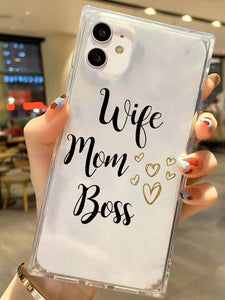 Letter Graphic Clear Phone Case - Decotree.co Online Shop