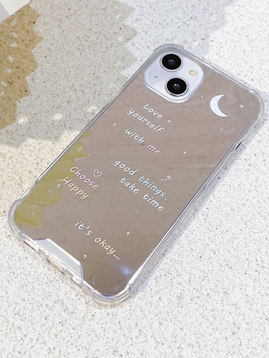 Letter Graphic Mirror Phone Case - Decotree.co Online Shop