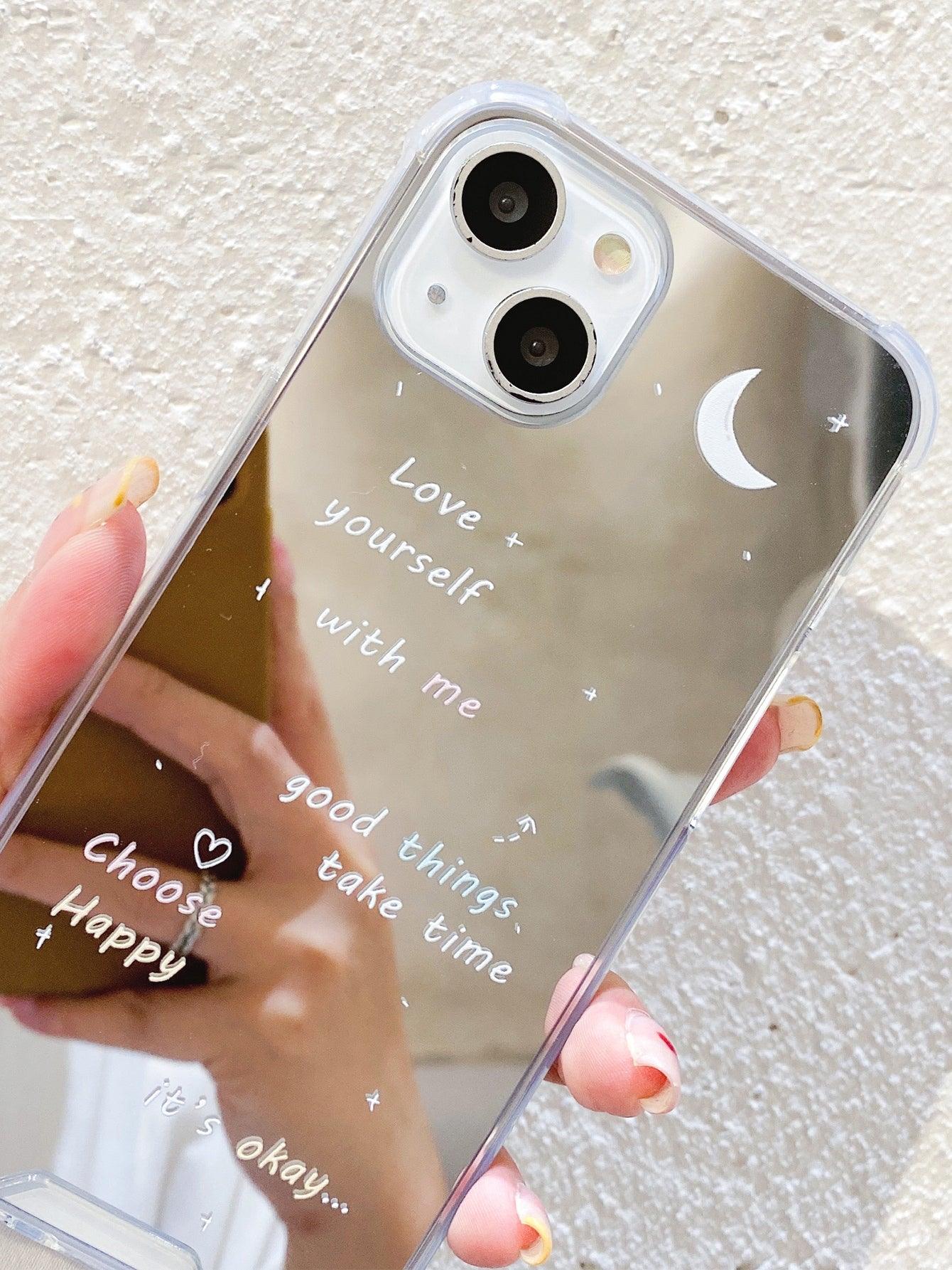 Letter Graphic Mirror Phone Case - Decotree.co Online Shop