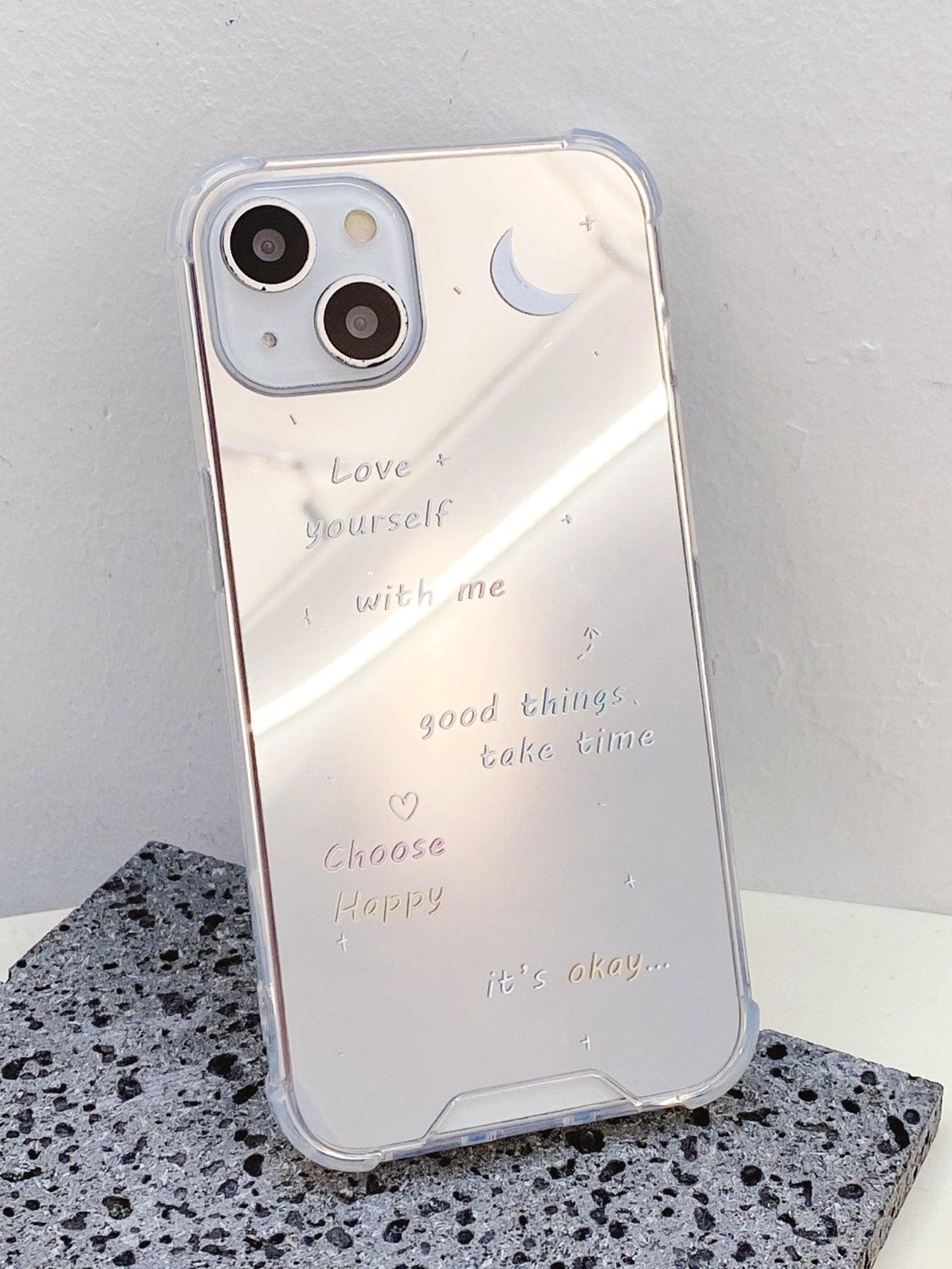 Letter Graphic Mirror Phone Case - Decotree.co Online Shop