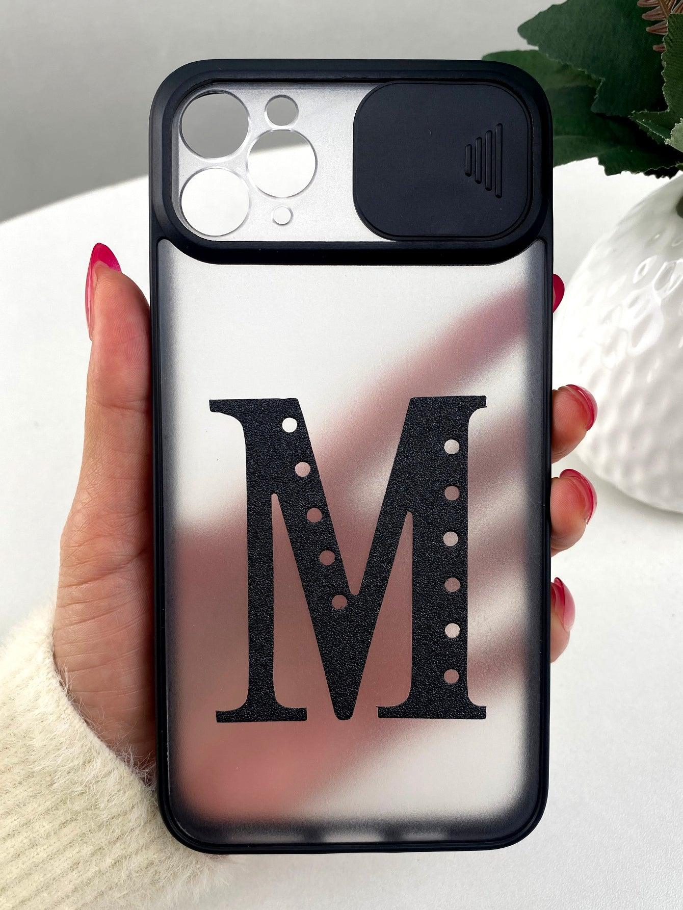 Letter Graphic Phone Case With Slide Camera Cover - Decotree.co Online Shop