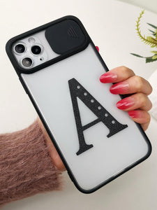 Letter Graphic Phone Case With Slide Camera Cover - Decotree.co Online Shop