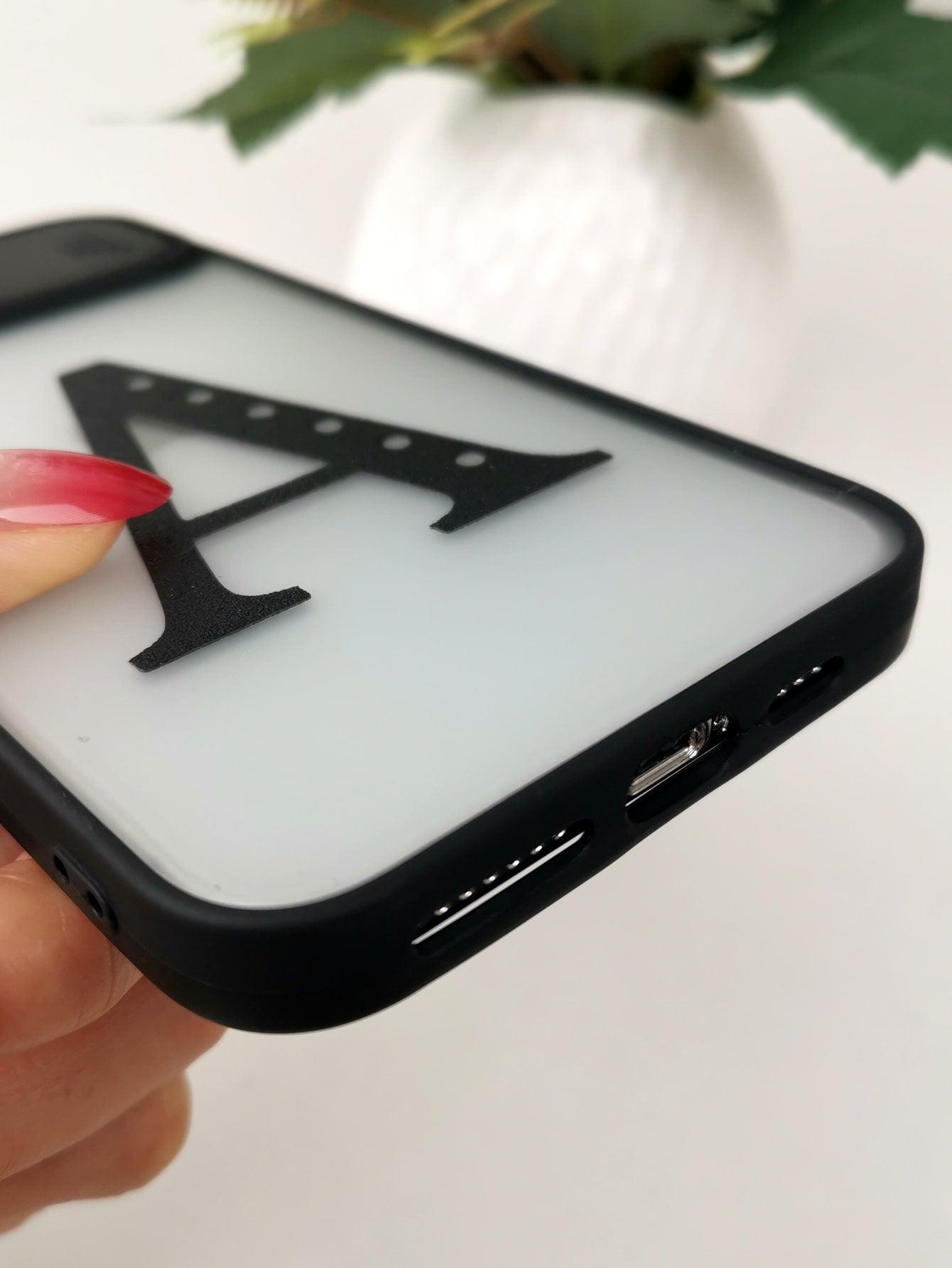 Letter Graphic Phone Case With Slide Camera Cover - Decotree.co Online Shop