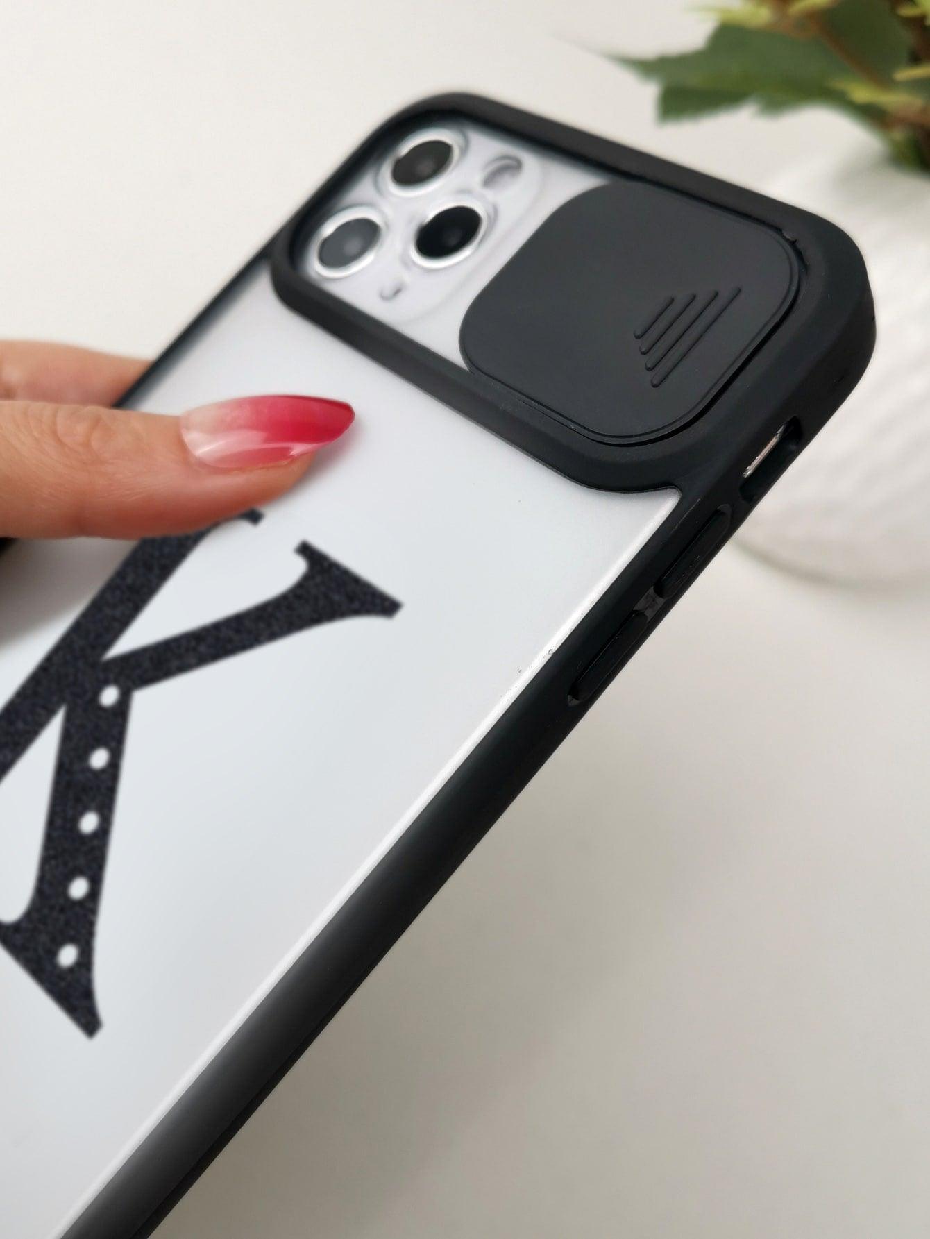 Letter Graphic Phone Case With Slide Camera Cover - Decotree.co Online Shop