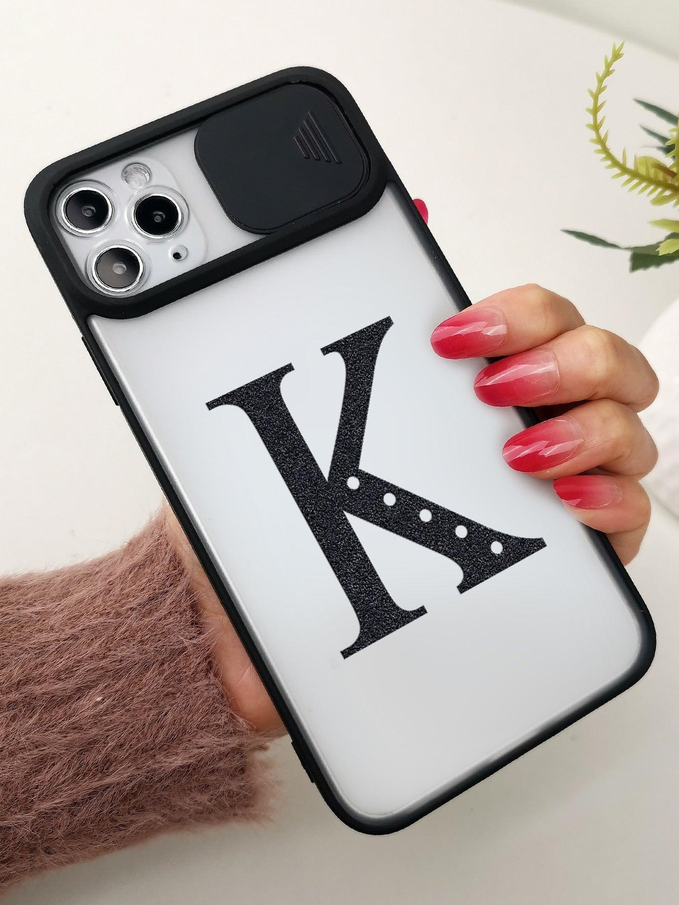 Letter Graphic Phone Case With Slide Camera Cover - Decotree.co Online Shop