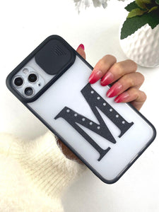 Letter Graphic Phone Case With Slide Camera Cover - Decotree.co Online Shop