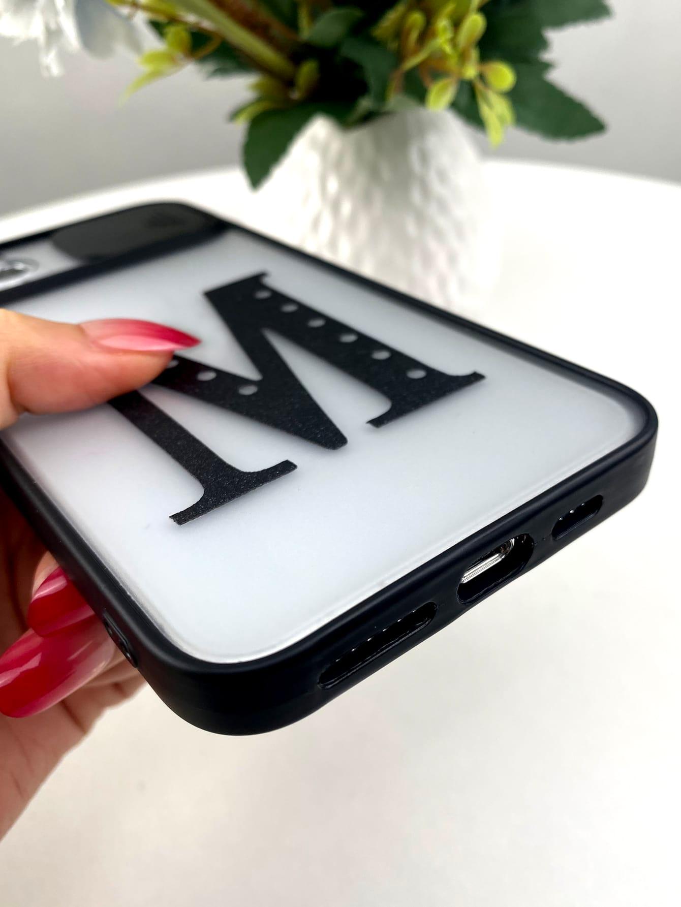 Letter Graphic Phone Case With Slide Camera Cover - Decotree.co Online Shop