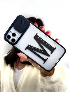 Letter Graphic Phone Case With Slide Camera Cover - Decotree.co Online Shop