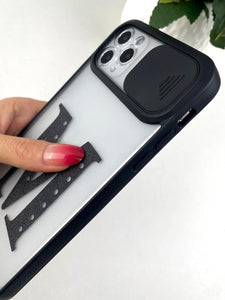 Letter Graphic Phone Case With Slide Camera Cover - Decotree.co Online Shop