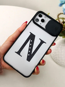 Letter Graphic Phone Case With Slide Camera Cover - Decotree.co Online Shop