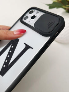 Letter Graphic Phone Case With Slide Camera Cover - Decotree.co Online Shop