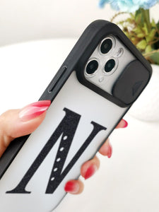 Letter Graphic Phone Case With Slide Camera Cover - Decotree.co Online Shop