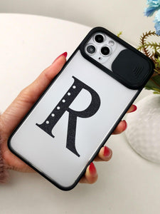 Letter Graphic Phone Case With Slide Camera Cover - Decotree.co Online Shop