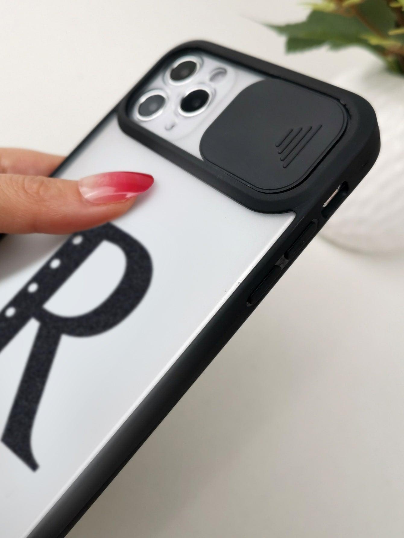 Letter Graphic Phone Case With Slide Camera Cover - Decotree.co Online Shop