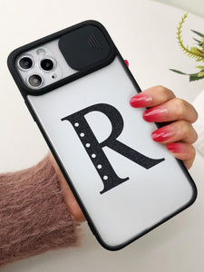 Letter Graphic Phone Case With Slide Camera Cover - Decotree.co Online Shop