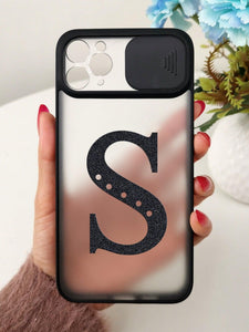 Letter Graphic Phone Case With Slide Camera Cover - Decotree.co Online Shop