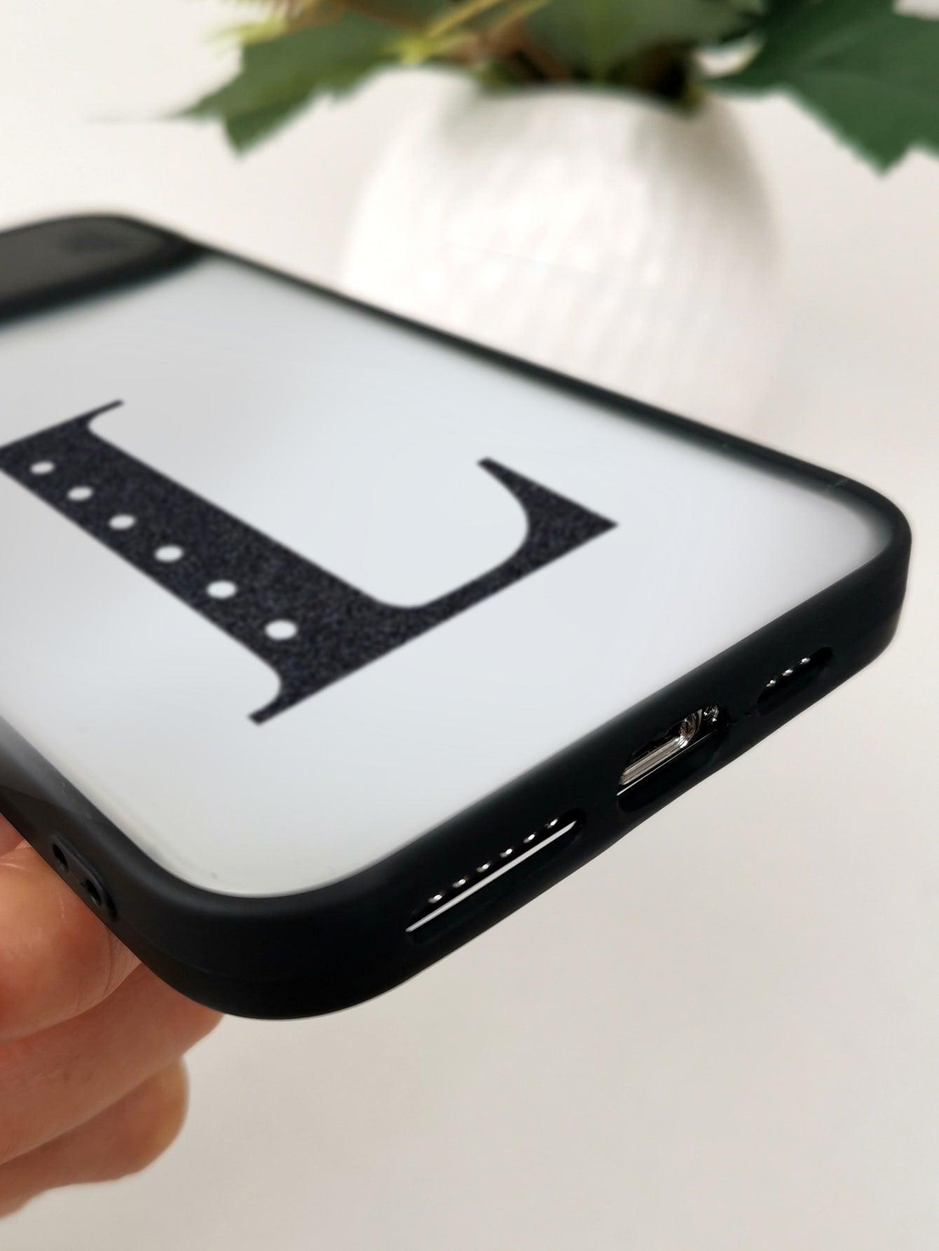 Letter Graphic Phone Case With Slide Camera Cover - Decotree.co Online Shop