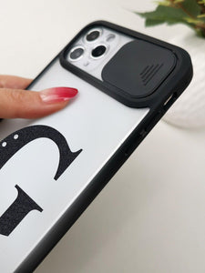 Letter Graphic Phone Case With Slide Camera Cover - Decotree.co Online Shop